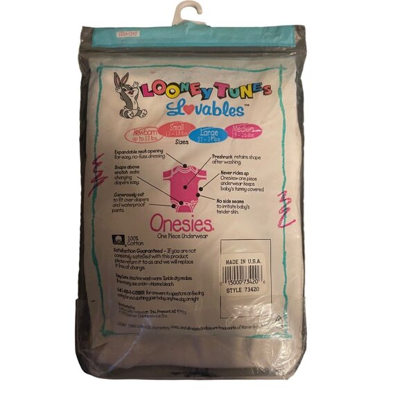 Looney Tunes & Disney Baby Onesies Newborn & Medium One-Piece Underwear USA 90s - Picture 4 of 15